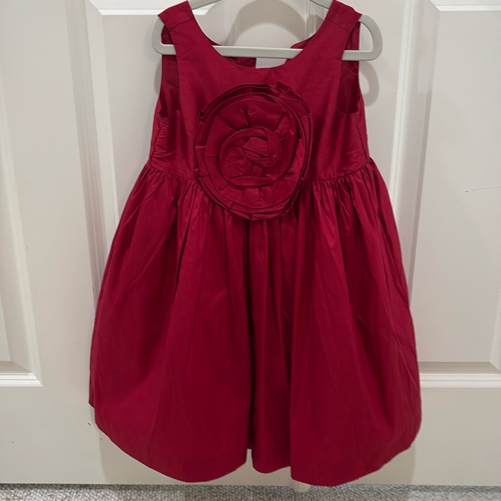 Janie and Jack Red 100% Silk Holiday Dress-Size 4